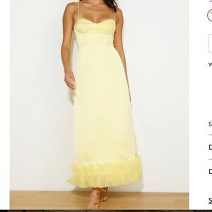 Hello Molly All Your Attention Satin Maxi Dress Yellow NWT (S)
